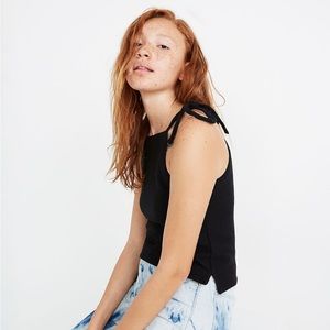 Madewell Black Tie-Shoulder Tank Top Size Small